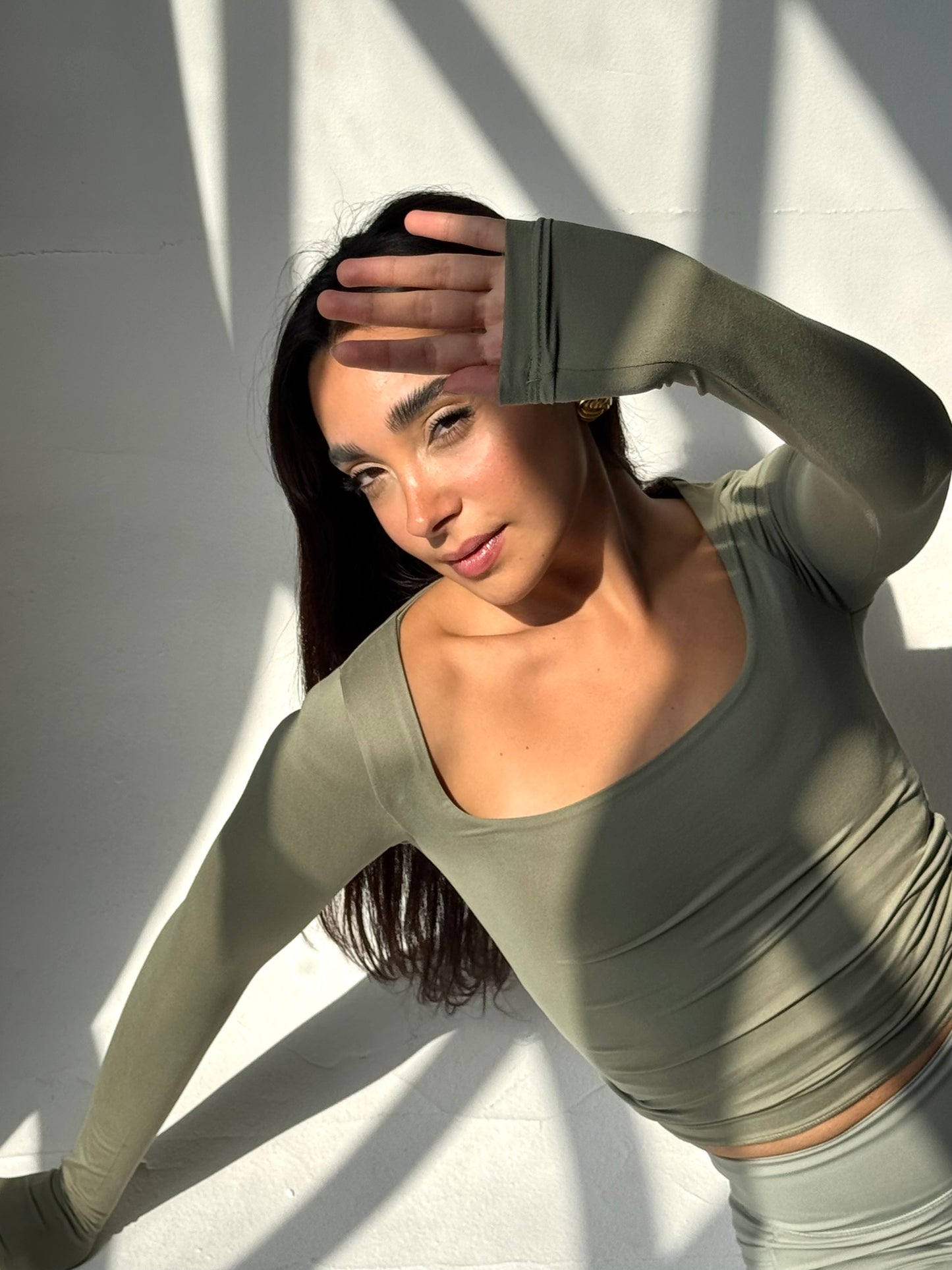 SQUARE NECK TOP IN MATCHA