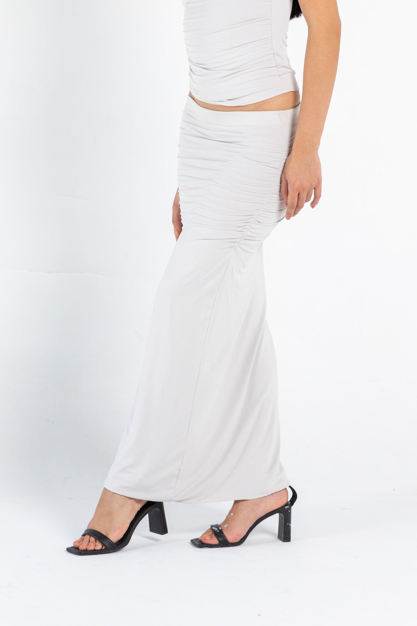 MAXI DRAPED SKIRT IN GRIEGE