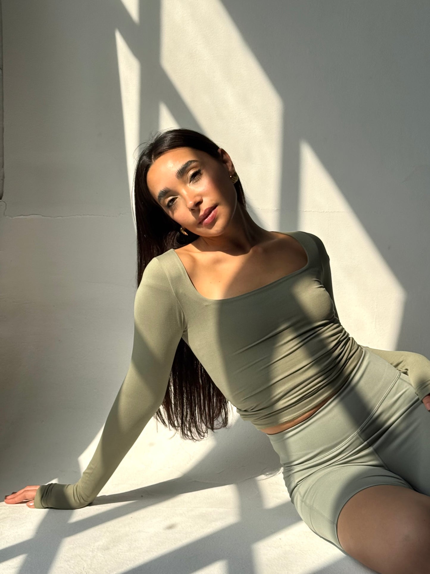 SQUARE NECK TOP IN MATCHA