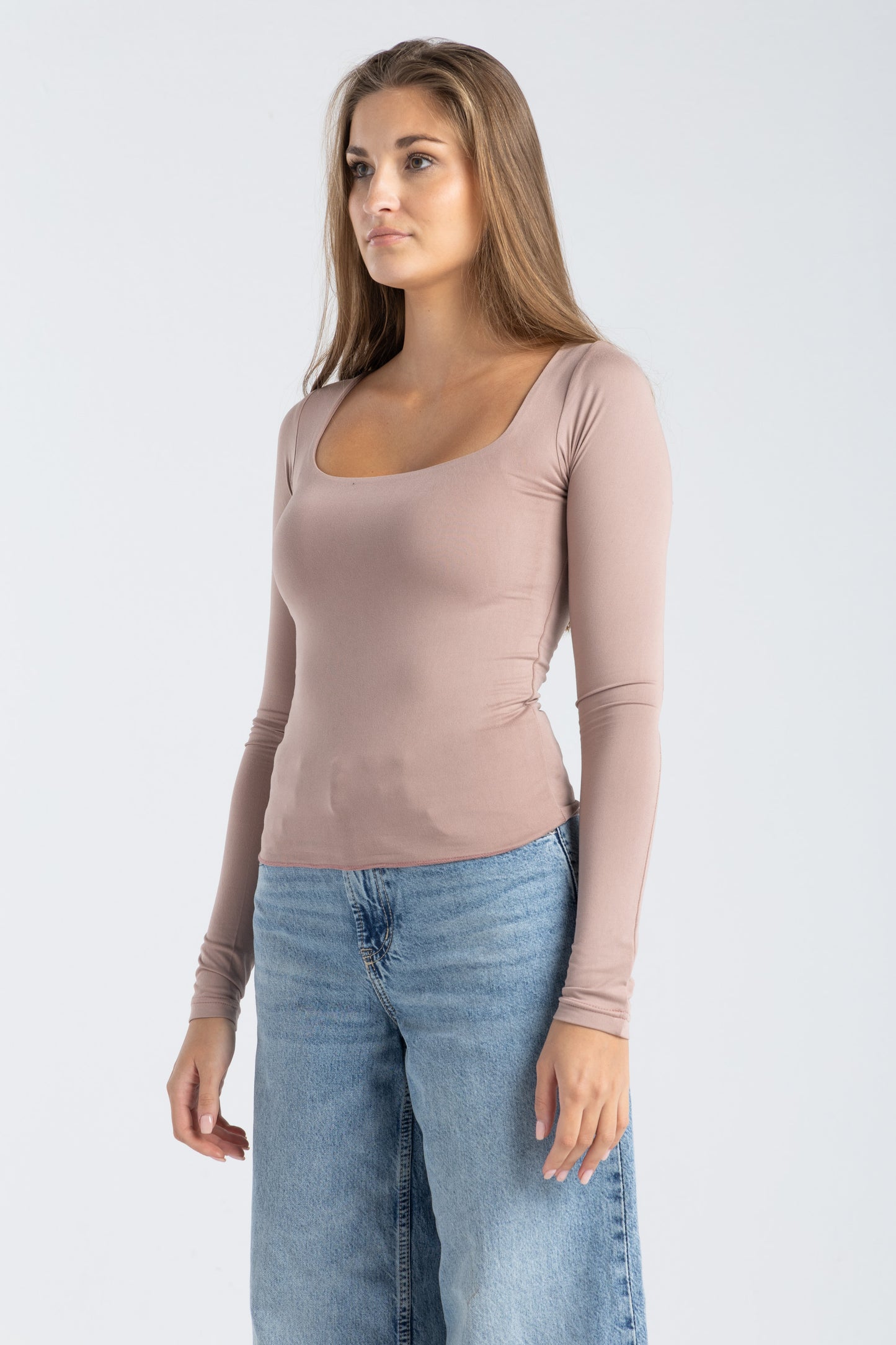 SQUARE NECK TOP IN NUDE