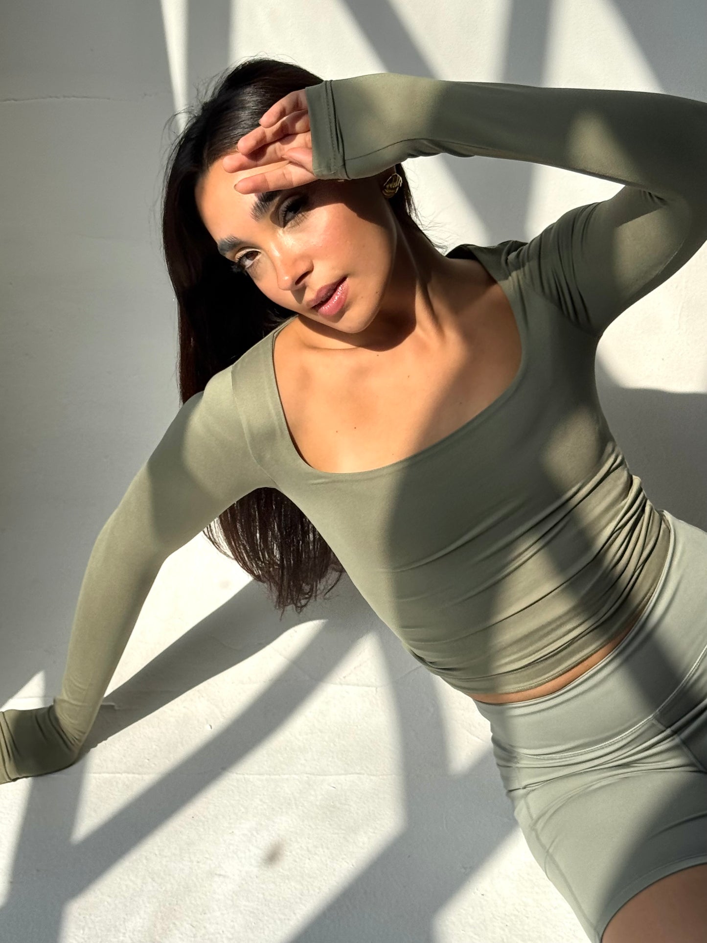 SQUARE NECK TOP IN MATCHA