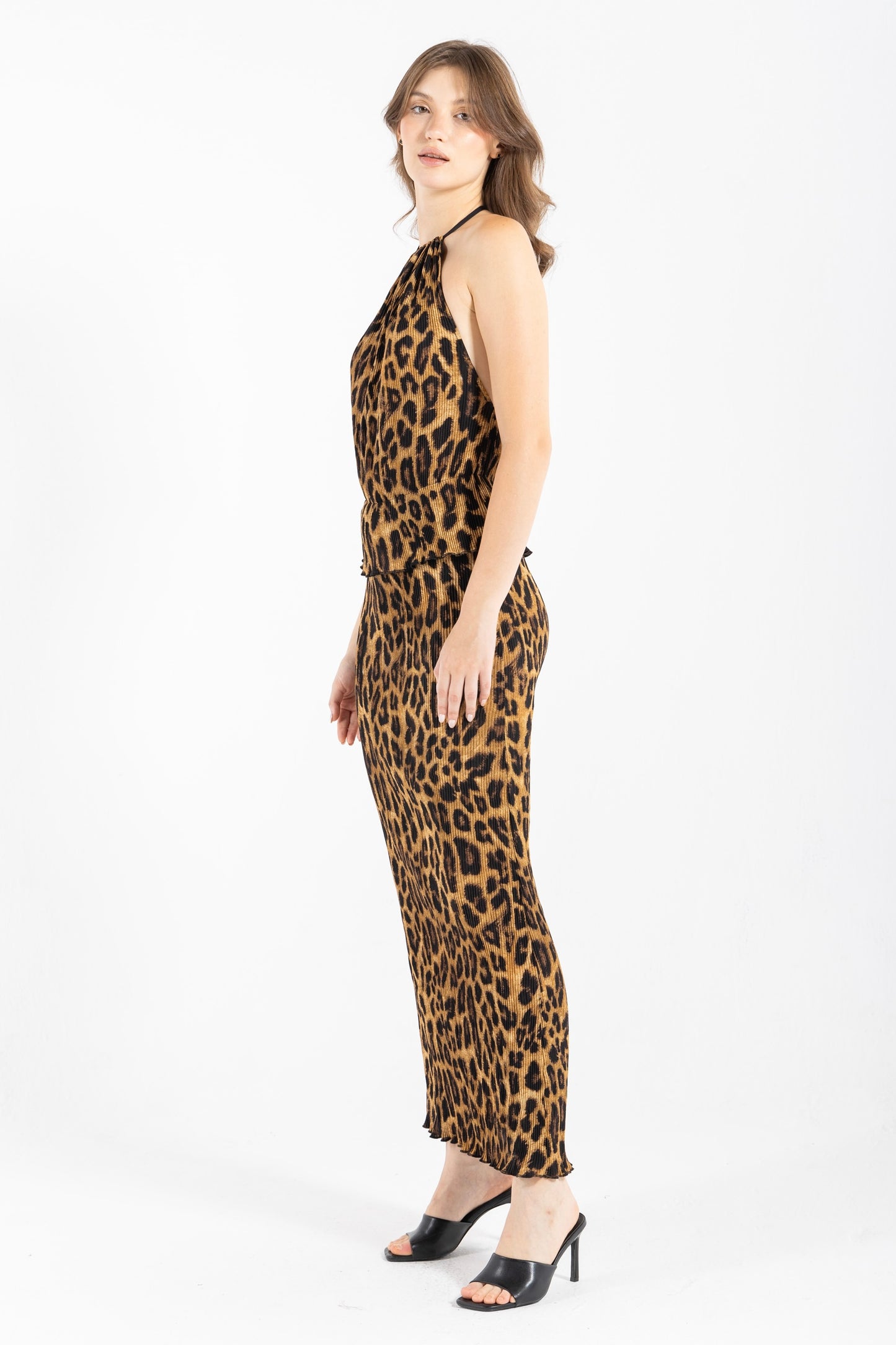 STRAIGHT LEOPARD PLESSET SKIRT