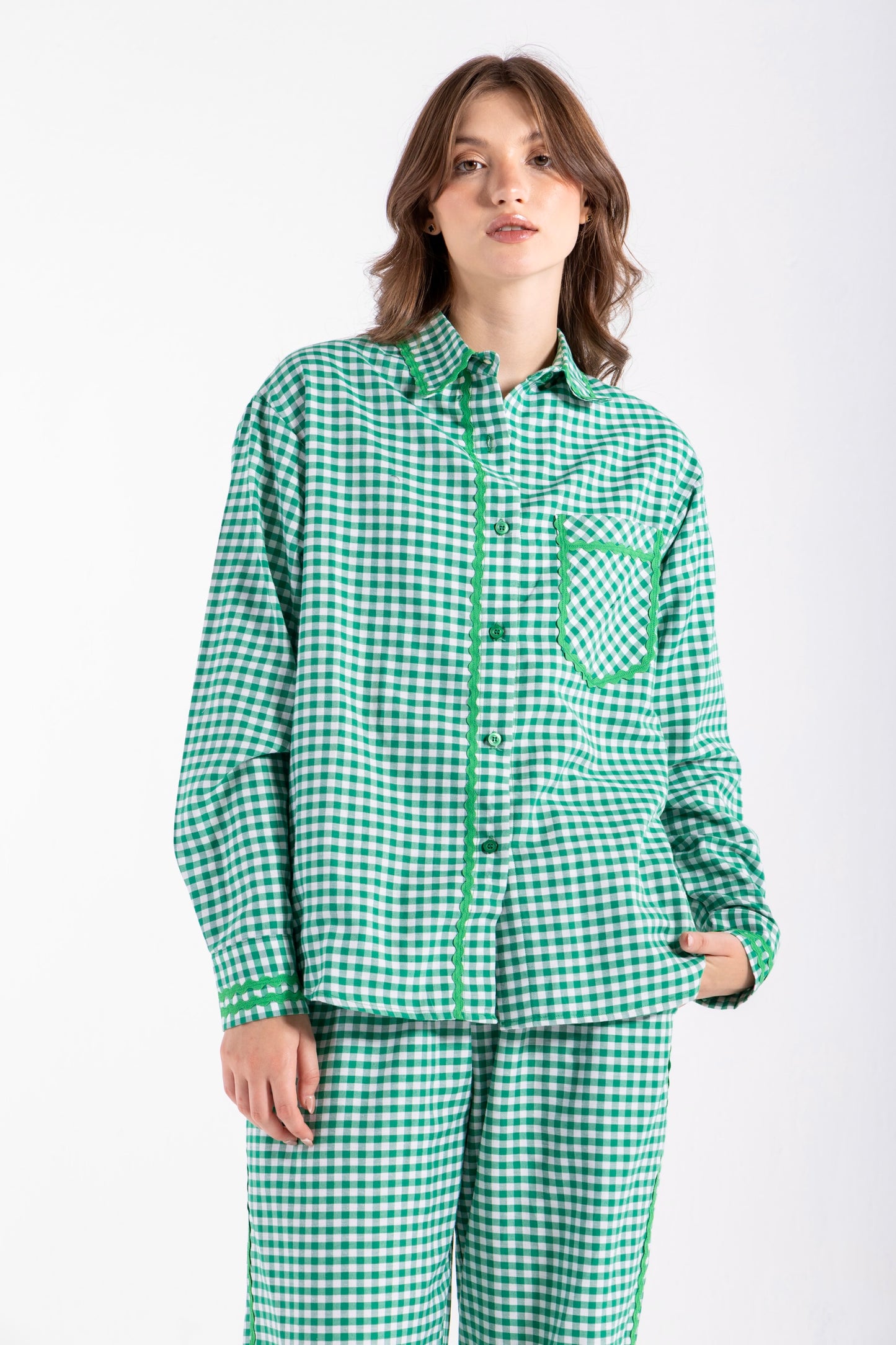 GINGHAM OVERSIZED SHIRT IN GREEN