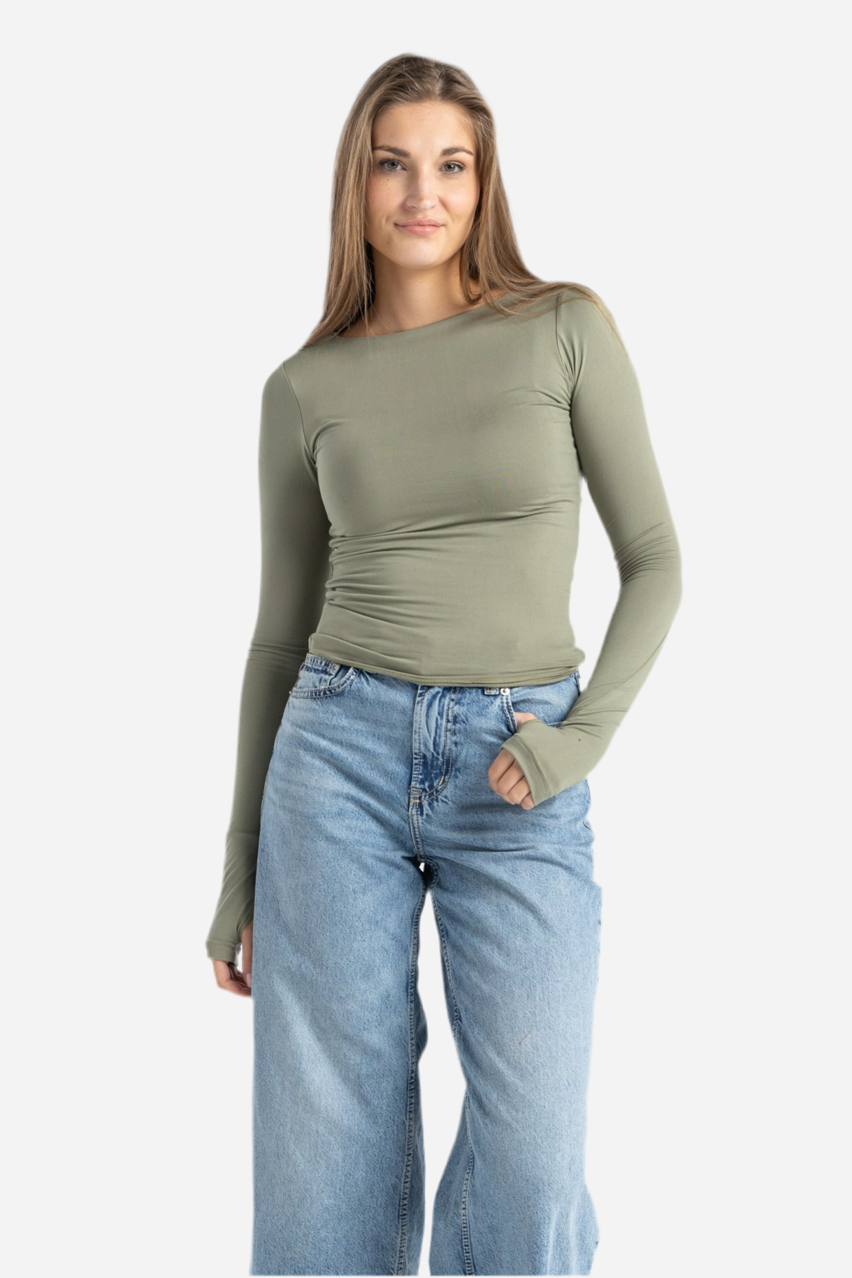 BOAT NECK TOP IN MATCHA