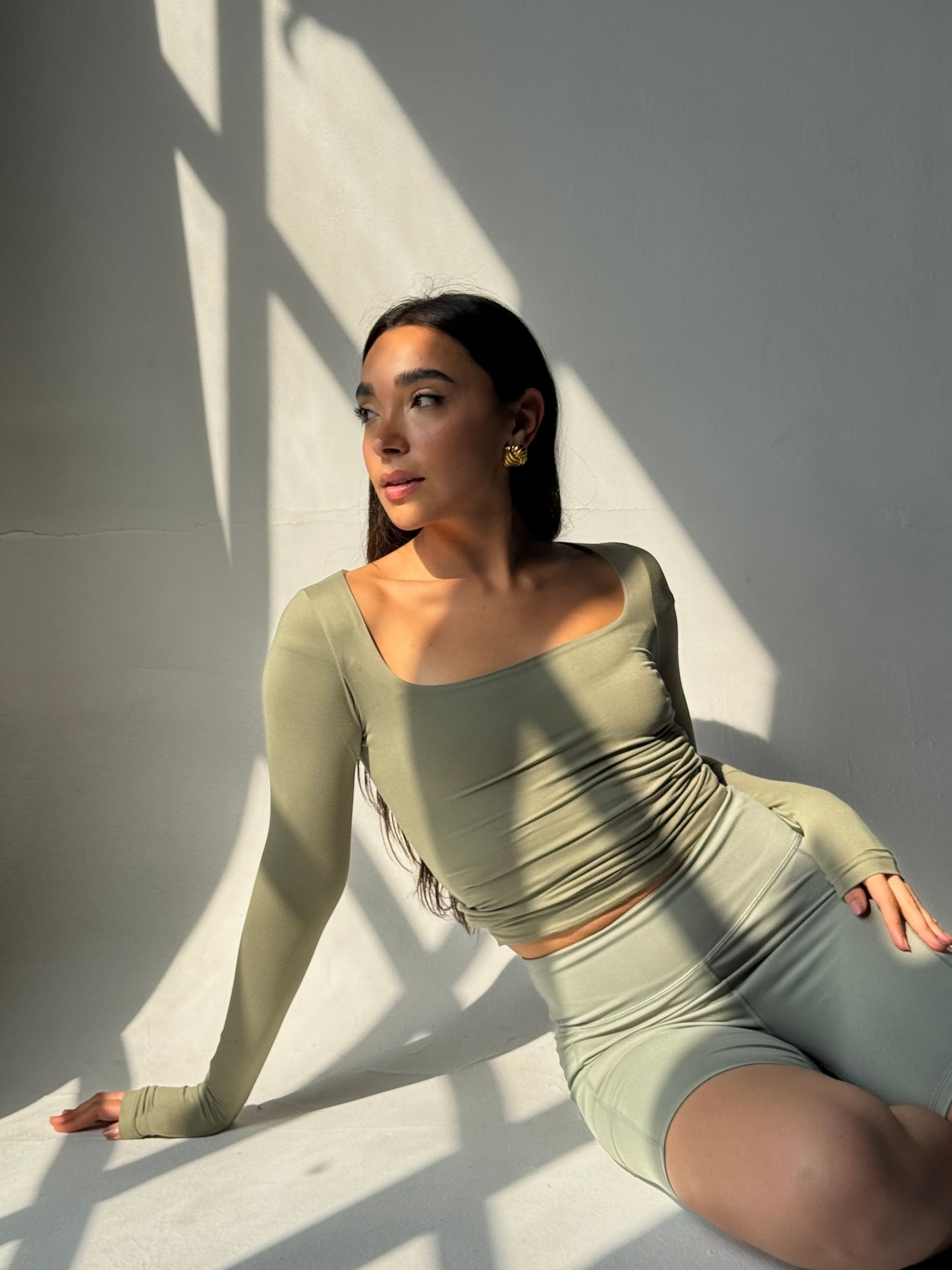 SQUARE NECK TOP IN MATCHA