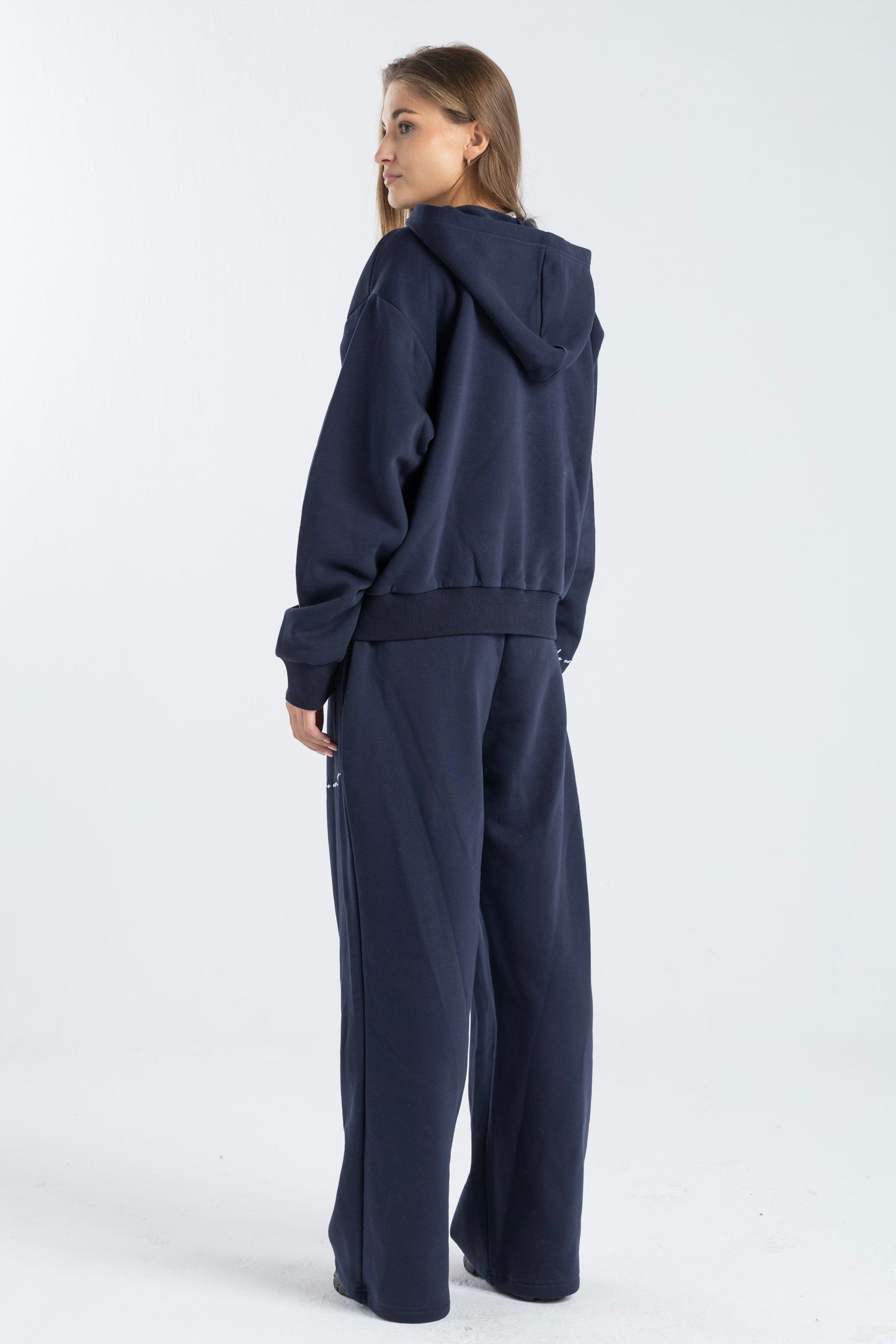 FEHE CONCEPT SIGNATURE DOUBLE ZIP-UP JACKET IN NAVY BLUE