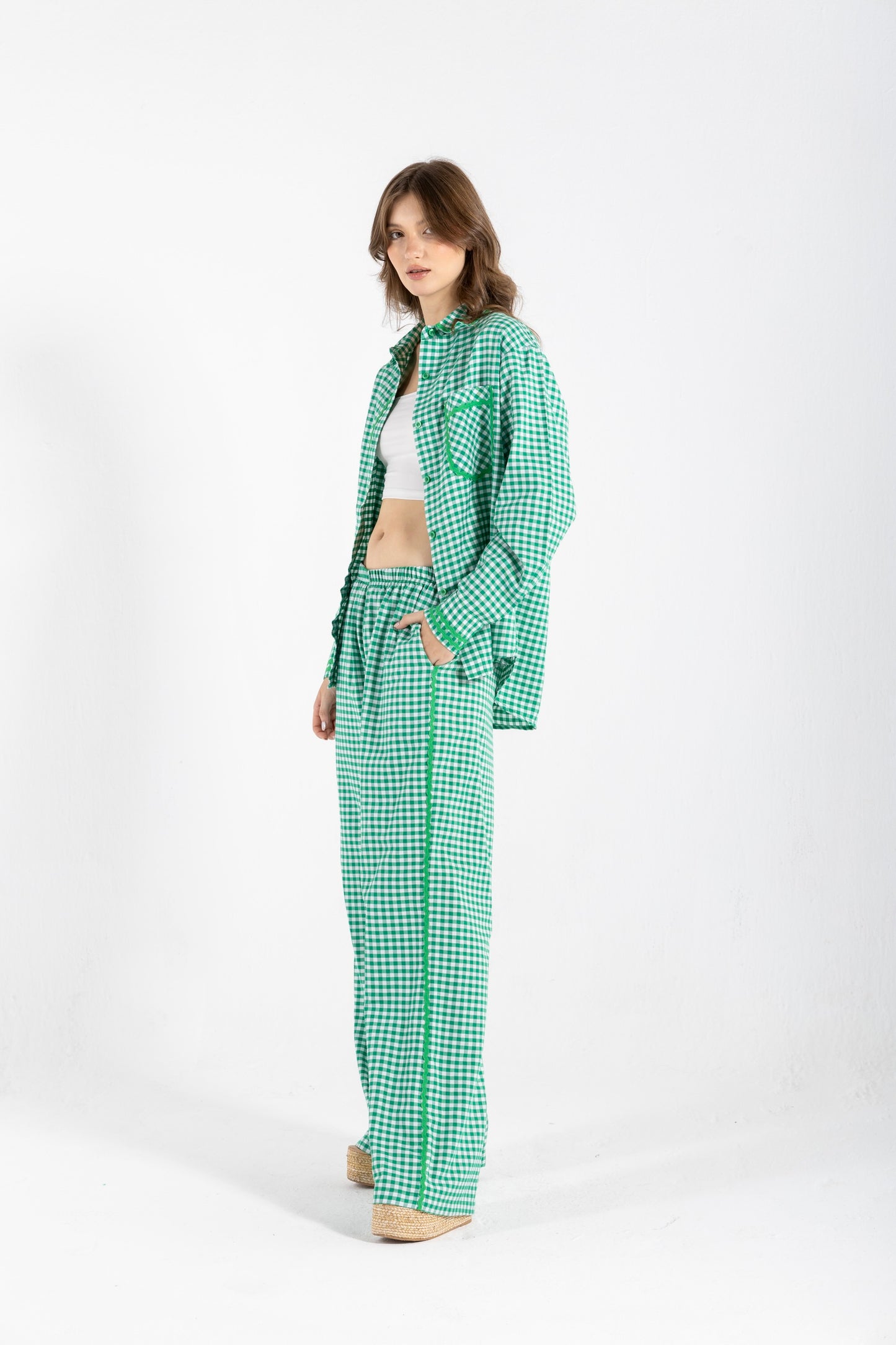 GINGHAM OVERSIZED SHIRT IN GREEN