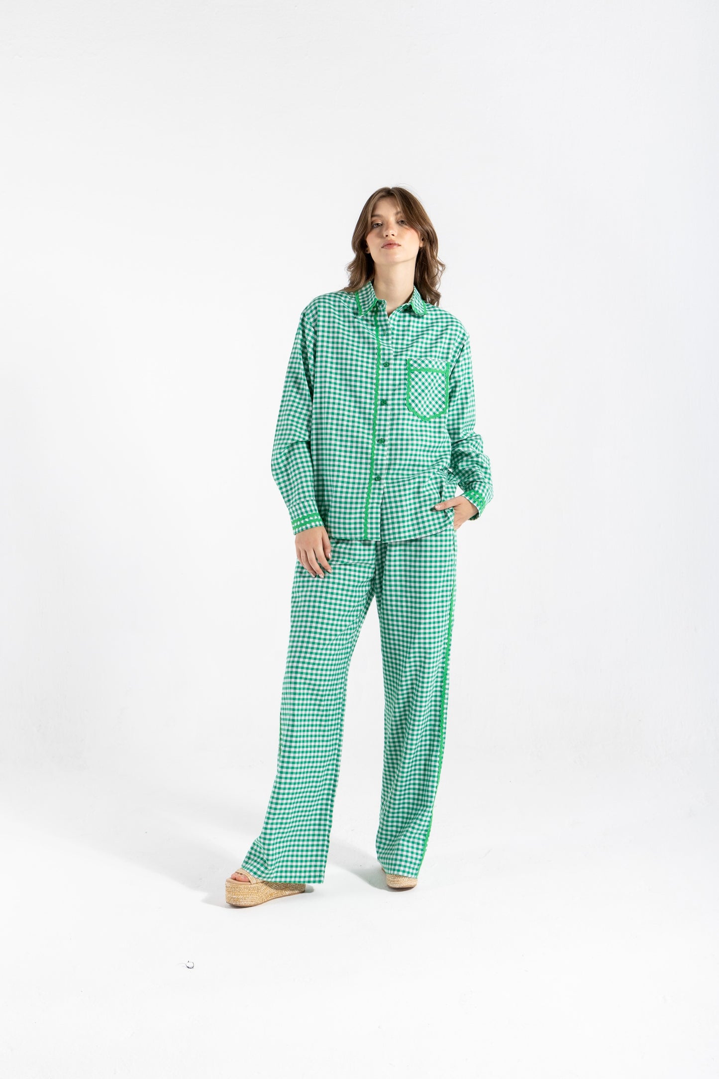 GINGHAM OVERSIZED SHIRT IN GREEN