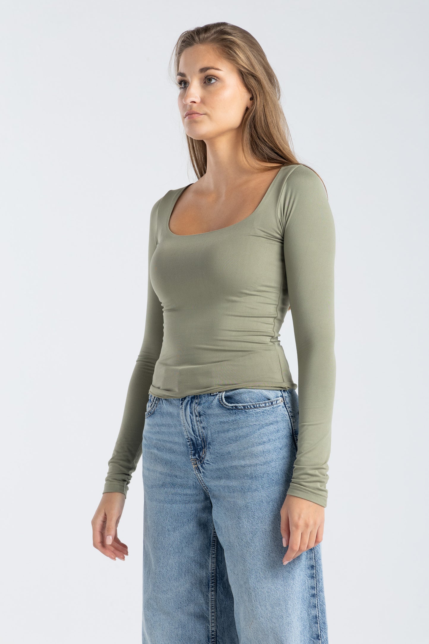 SQUARE NECK TOP IN MATCHA