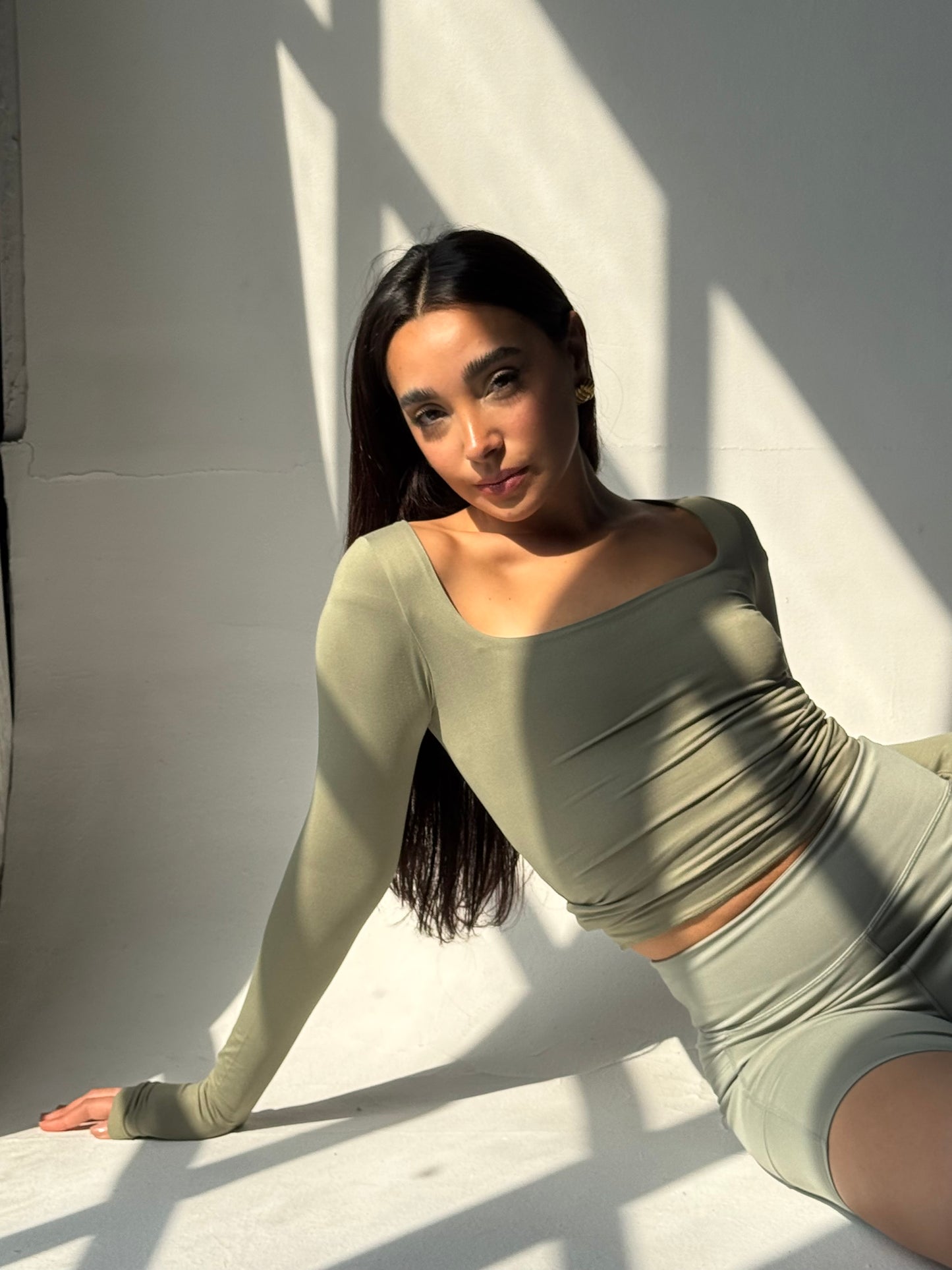 SQUARE NECK TOP IN MATCHA