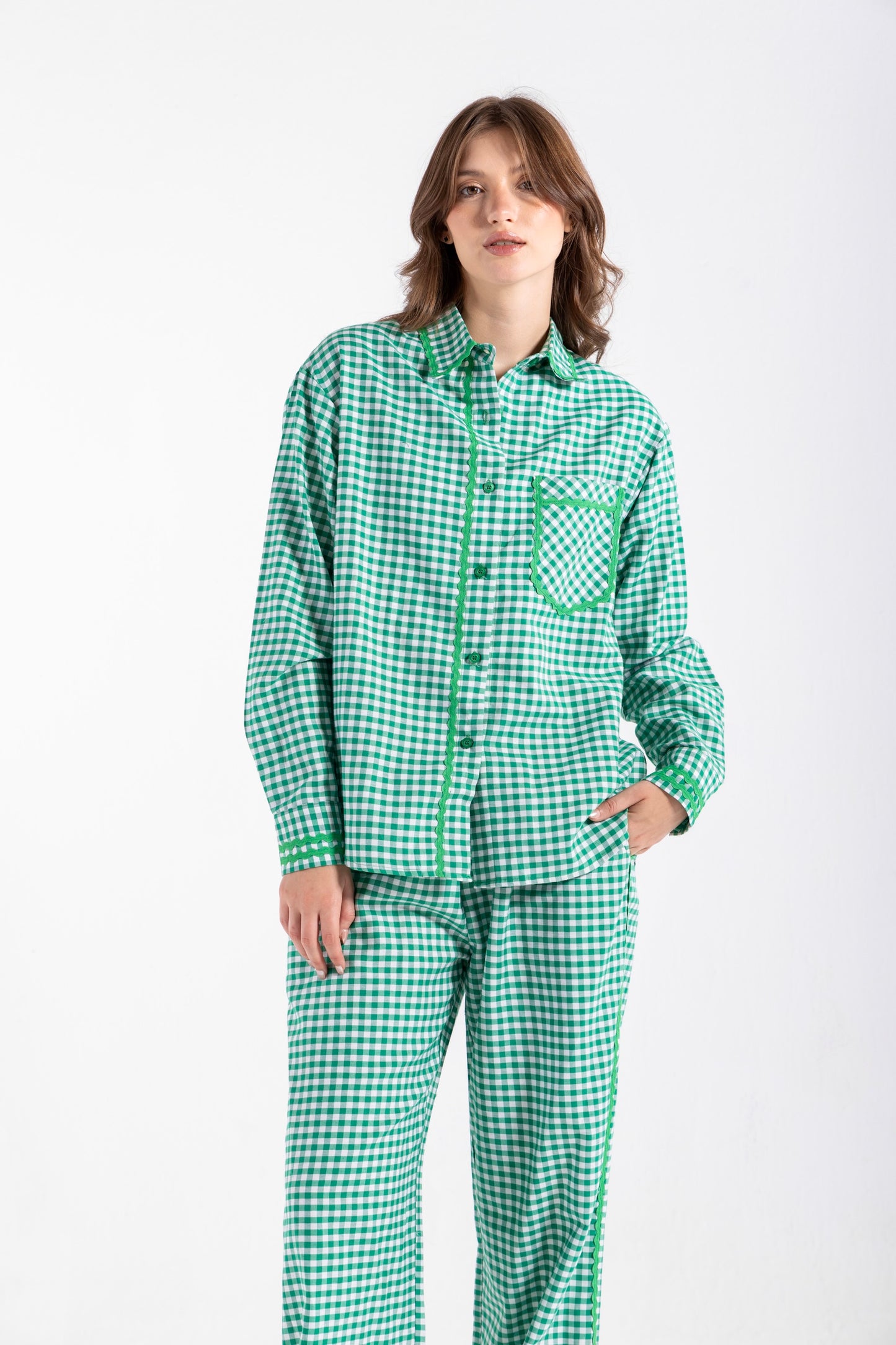 GINGHAM OVERSIZED SHIRT IN GREEN