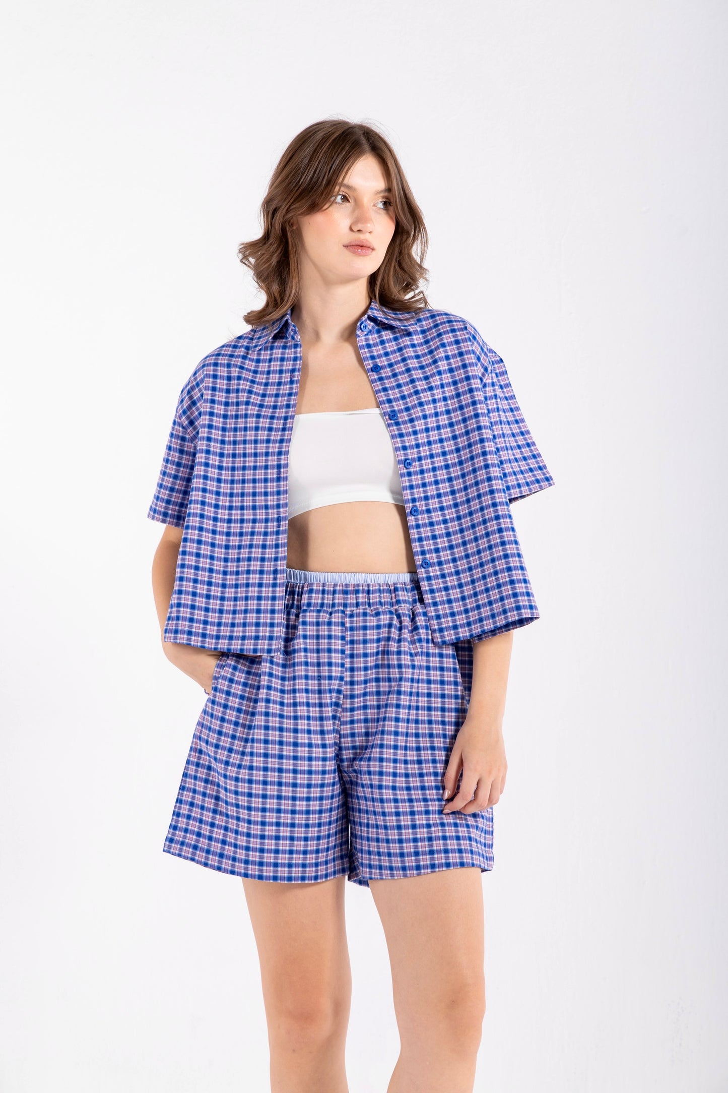 CHECKERED SHORTS IN BLUE