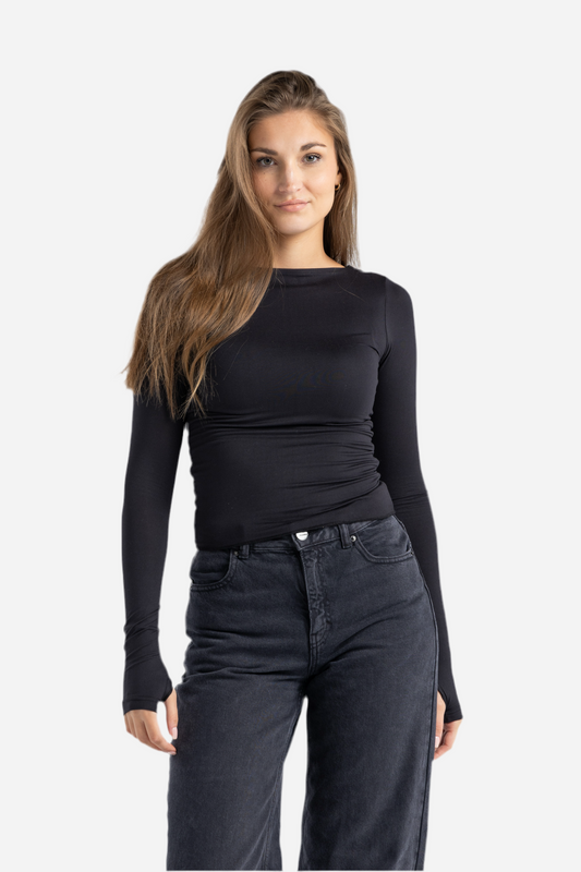 BOAT NECK TOP IN BLACK