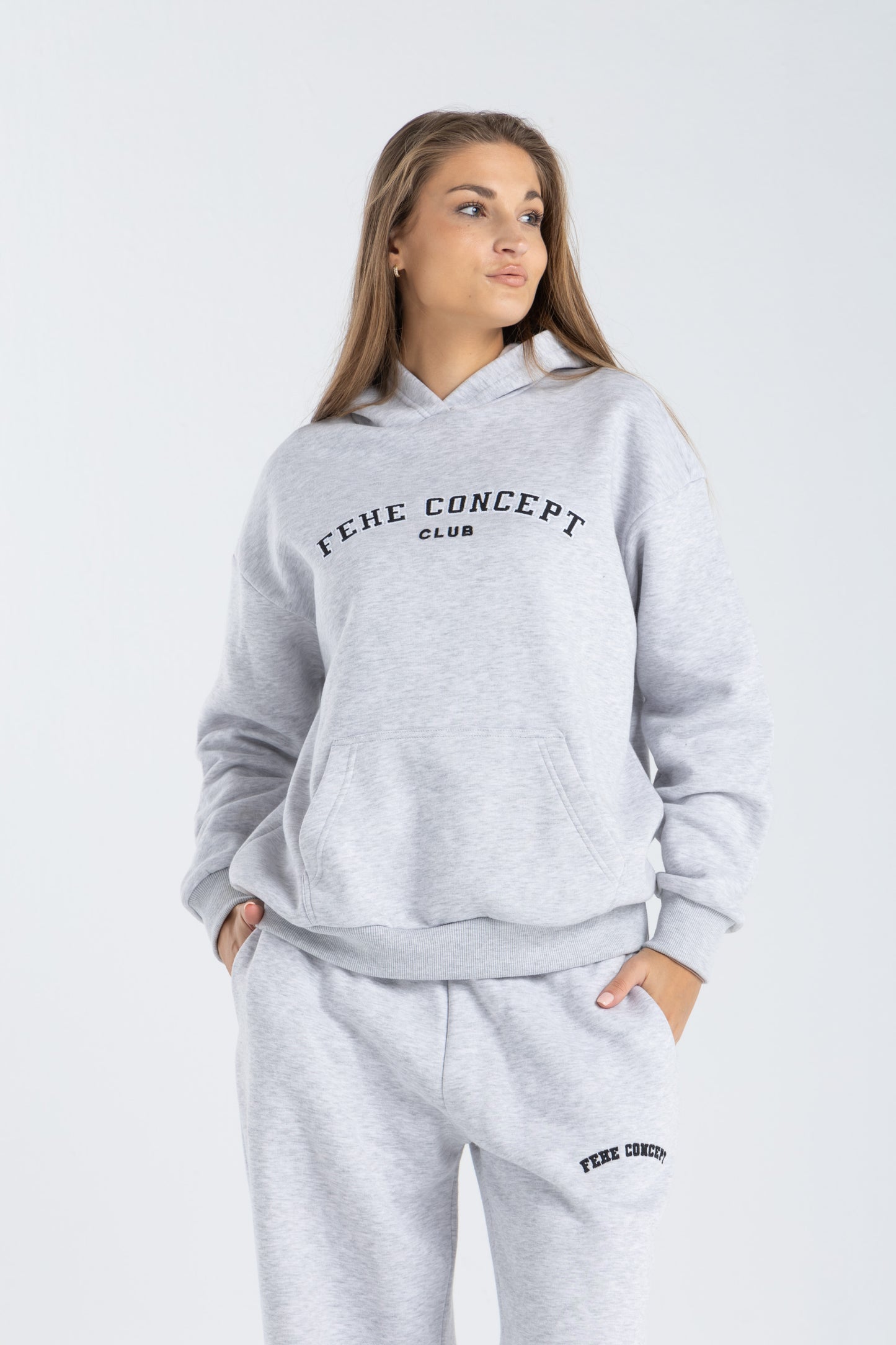 FEHE CONCEPT CLUB OVER SIZED HOODIE IN HEATHER GREY