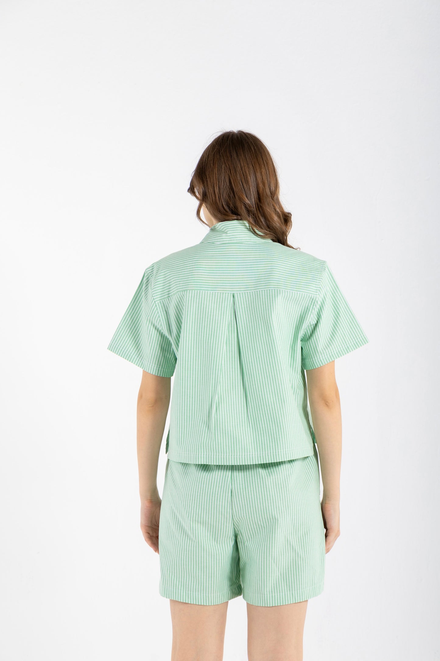 STRIPED SHORT SLEEVES SHIRT IN GREEN