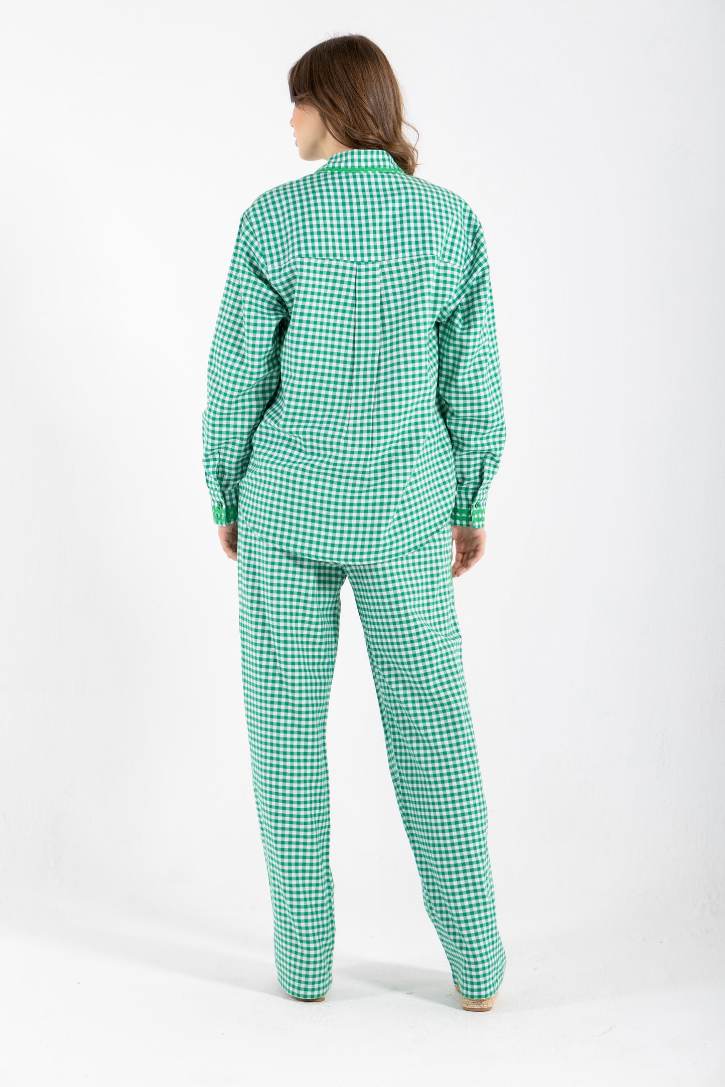 GINGHAM PANTS IN GREEN