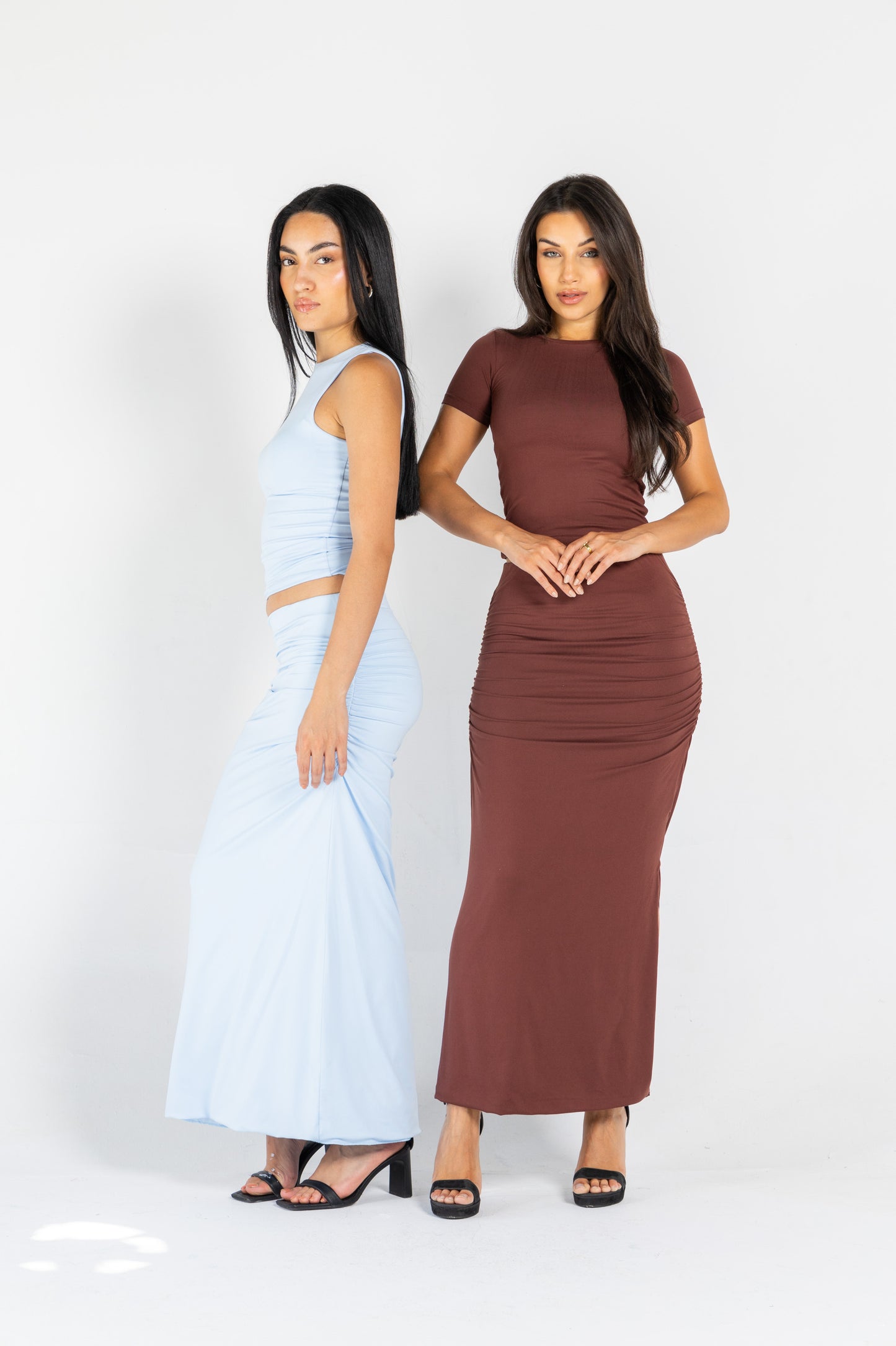 MAXI DRAPED SKIRT IN BABY BLUE