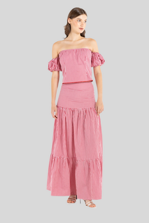 GINGHAM PINKY RED SKIRT