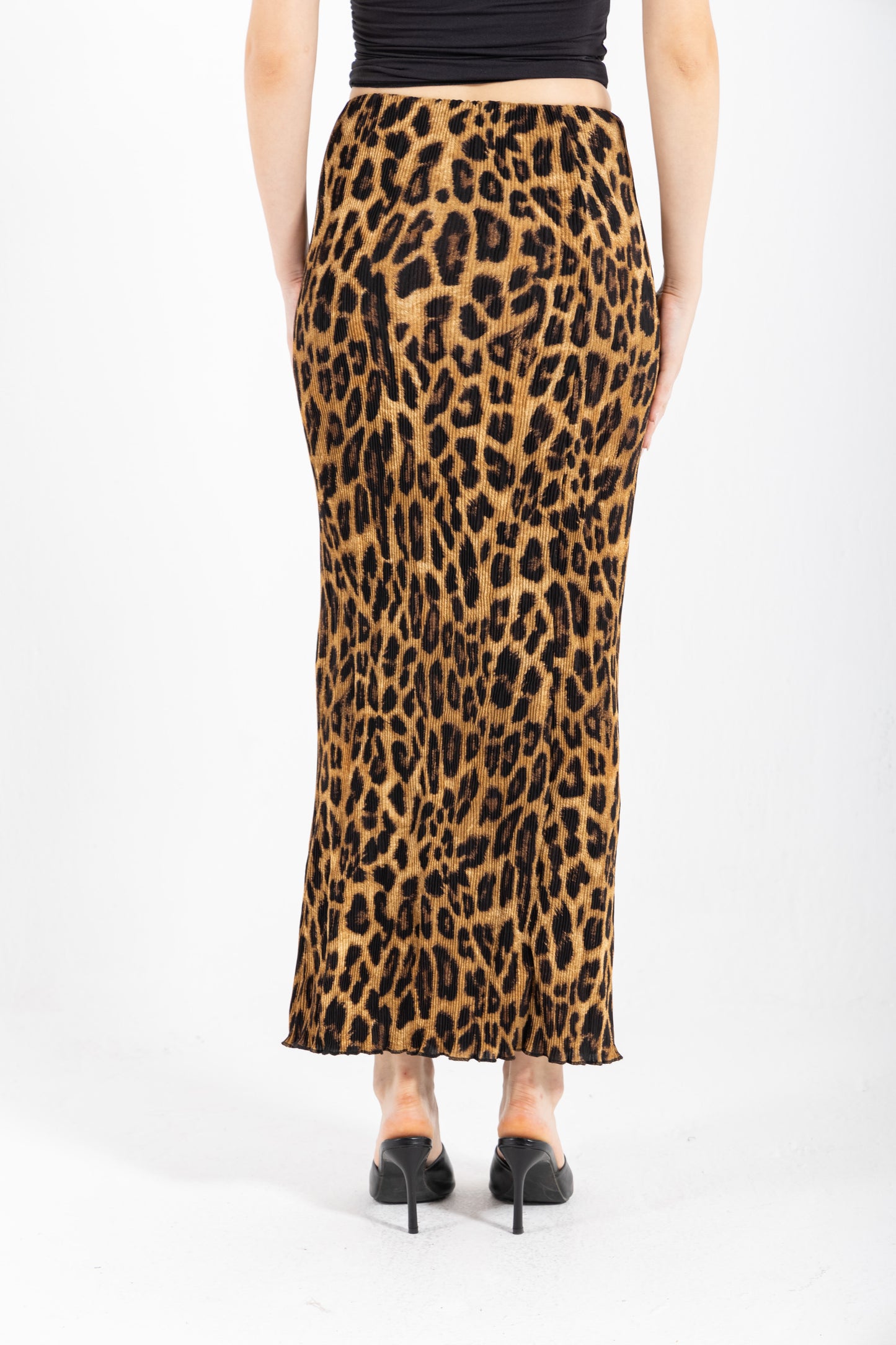 STRAIGHT LEOPARD PLESSET SKIRT