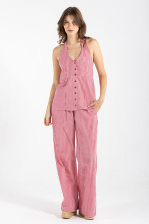 HALTER GINGHAM RED SET