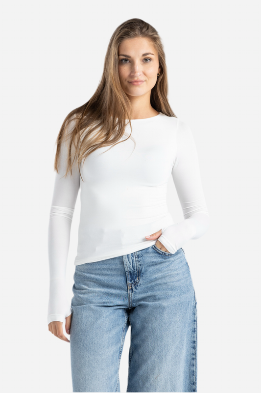 BOAT NECK TOP IN WHITE