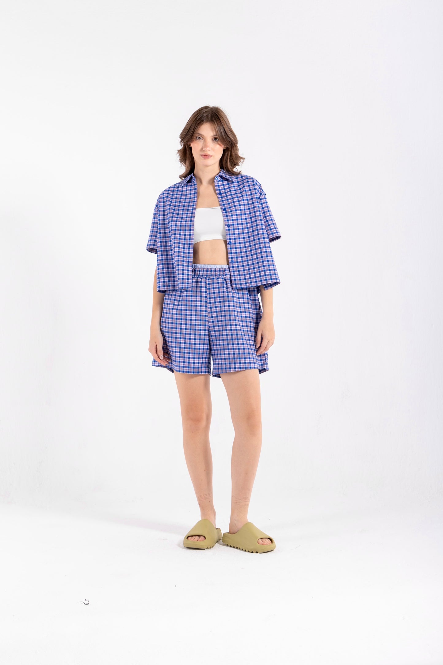 CHECKERED SHORT SLEEVES SHIRT IN BLUE