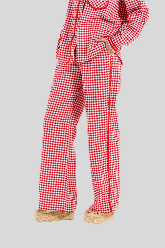 GINGHAM PANTS IN RED