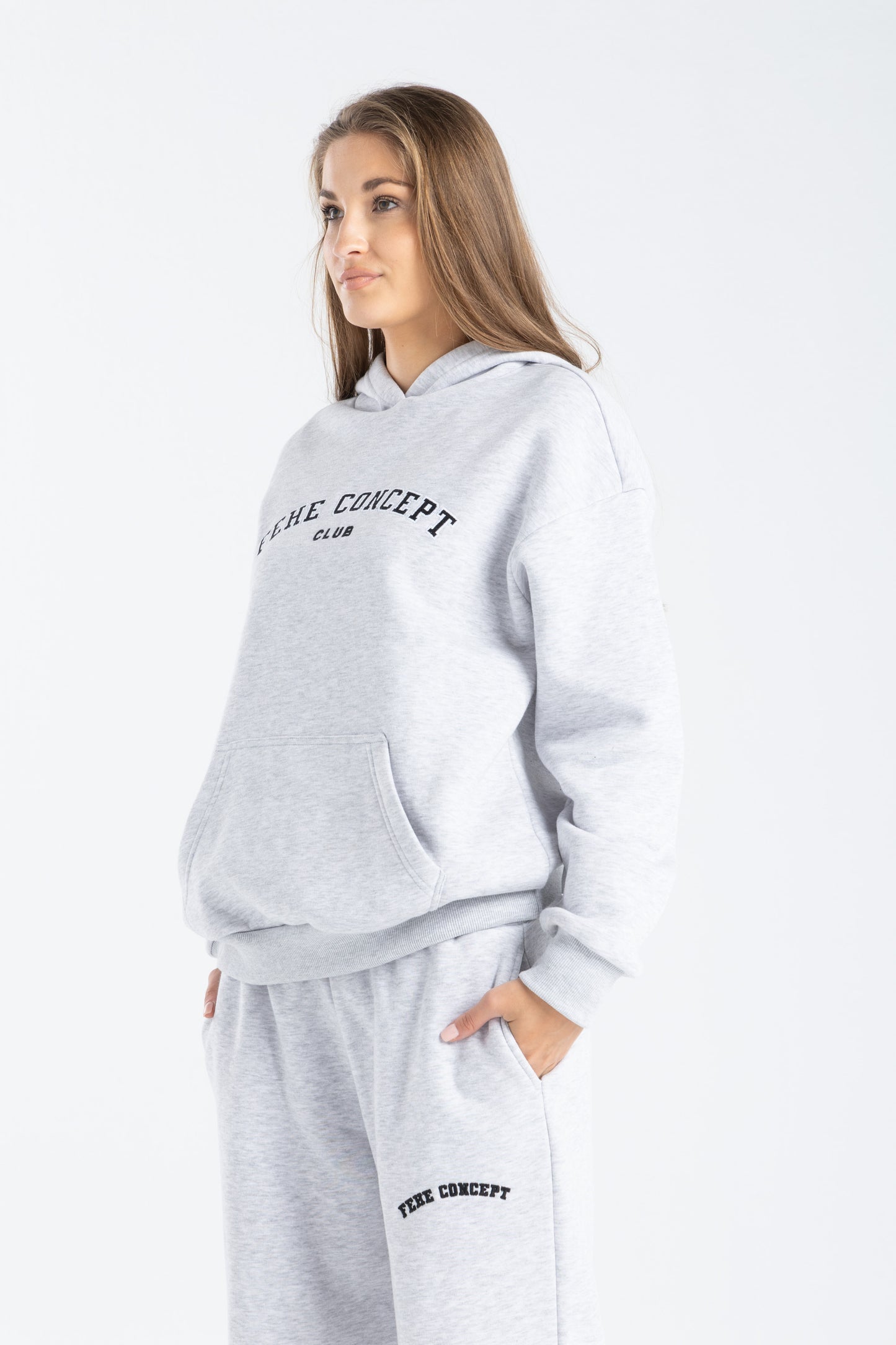 FEHE CONCEPT CLUB OVER SIZED HOODIE IN HEATHER GREY