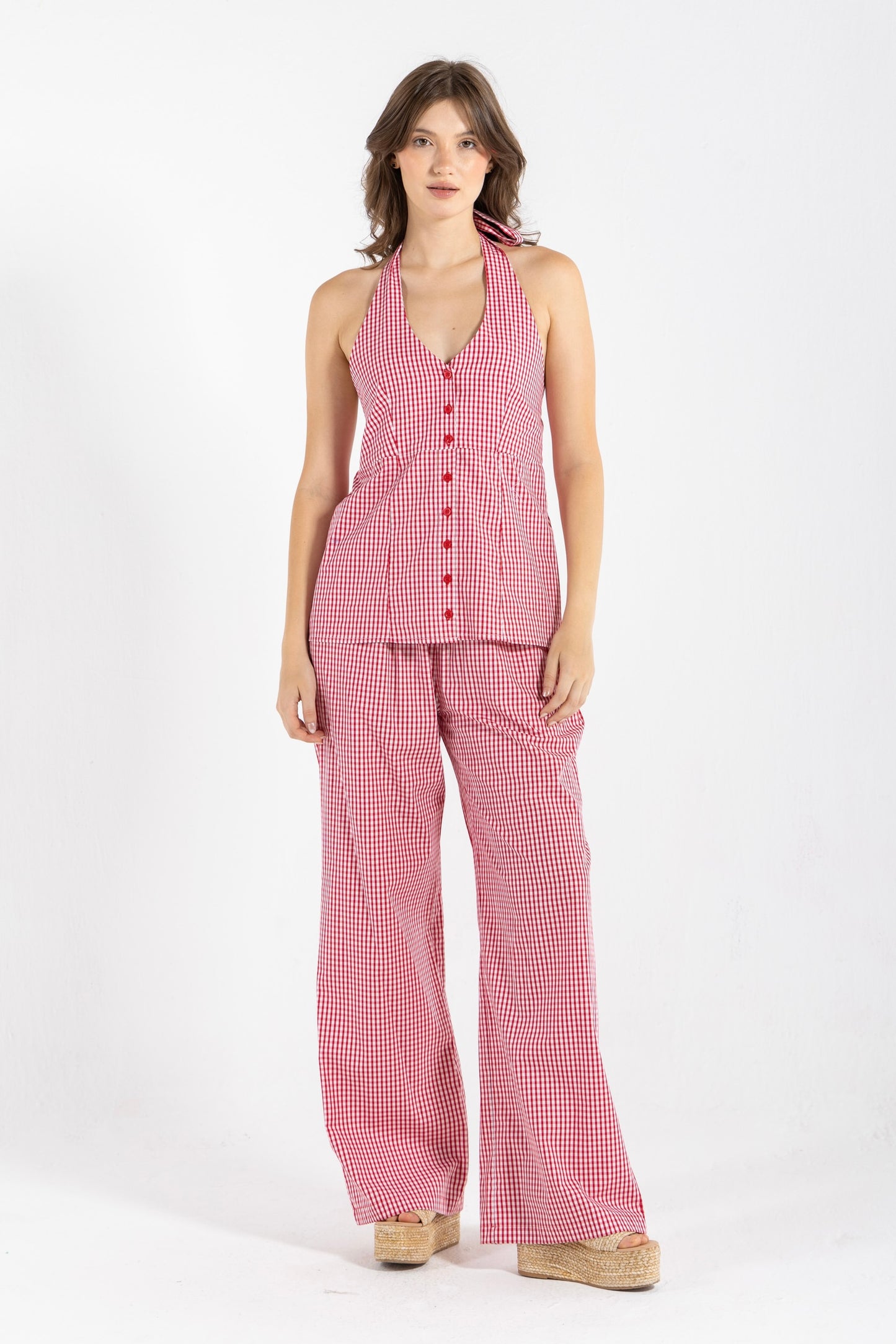 HALTER GINGHAM RED SET