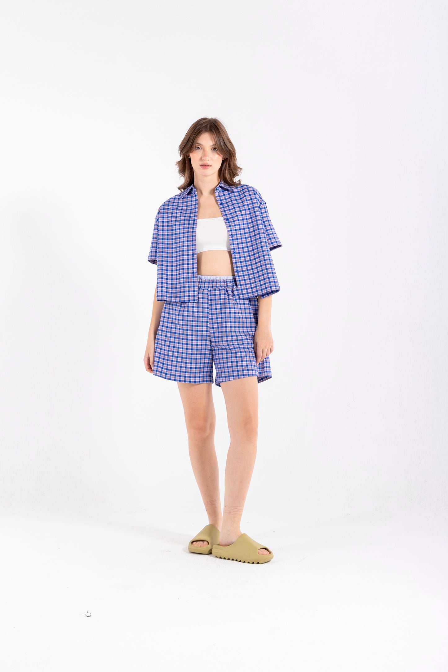 CHECKERED SHORT SLEEVES SHIRT IN BLUE