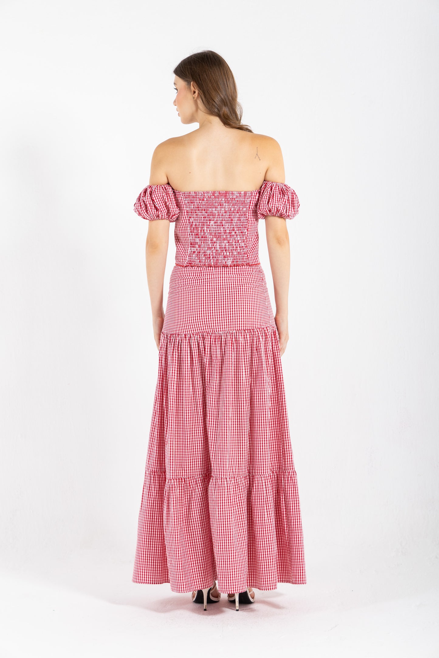 GINGHAM PINKY RED SKIRT