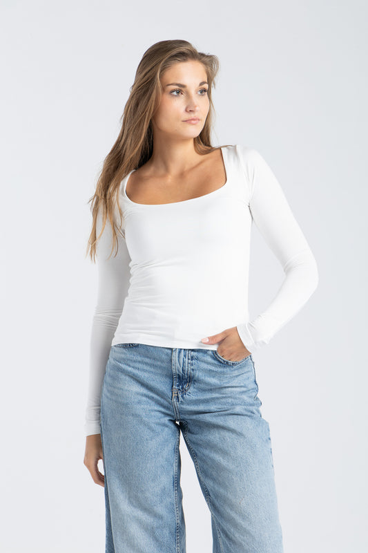 SQUARE NECK TOP IN WHITE