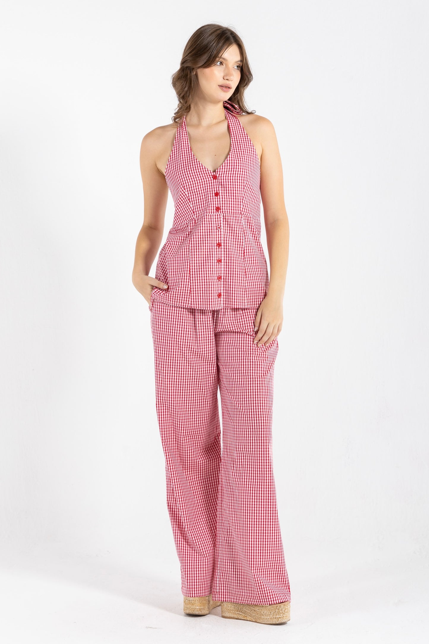 HALTER GINGHAM RED SET