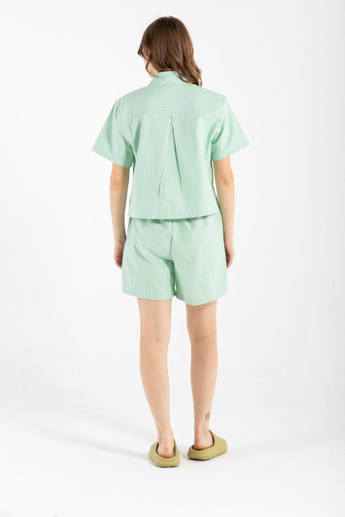 STRIPED SHORTS IN GREEN