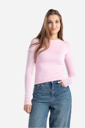 ROUND NECK LONG SLEEVE TOP IN PINK