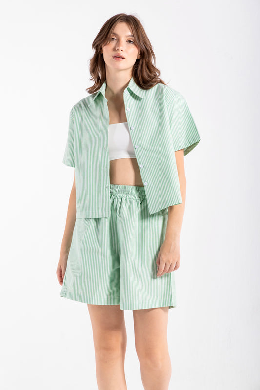 STRIPED SHORTS IN GREEN