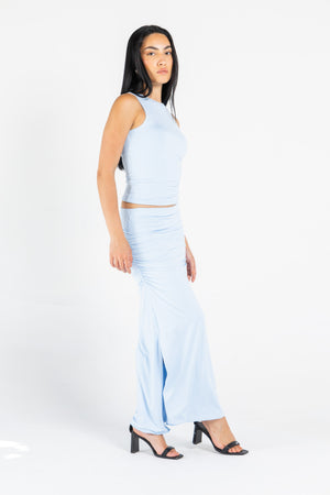 MAXI DRAPED SKIRT IN BABY BLUE