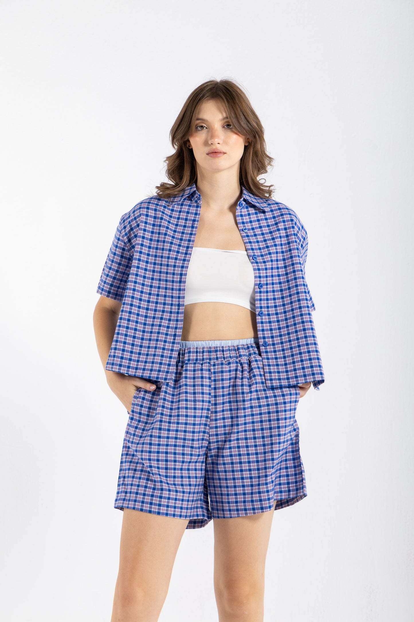 CHECKERED SHORTS IN BLUE