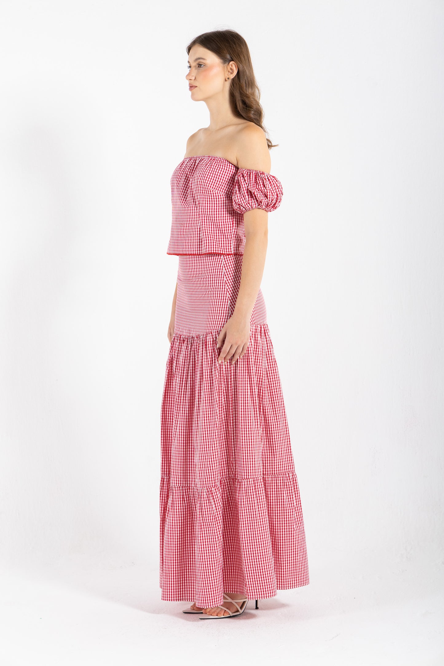 GINGHAM PINKY RED SKIRT