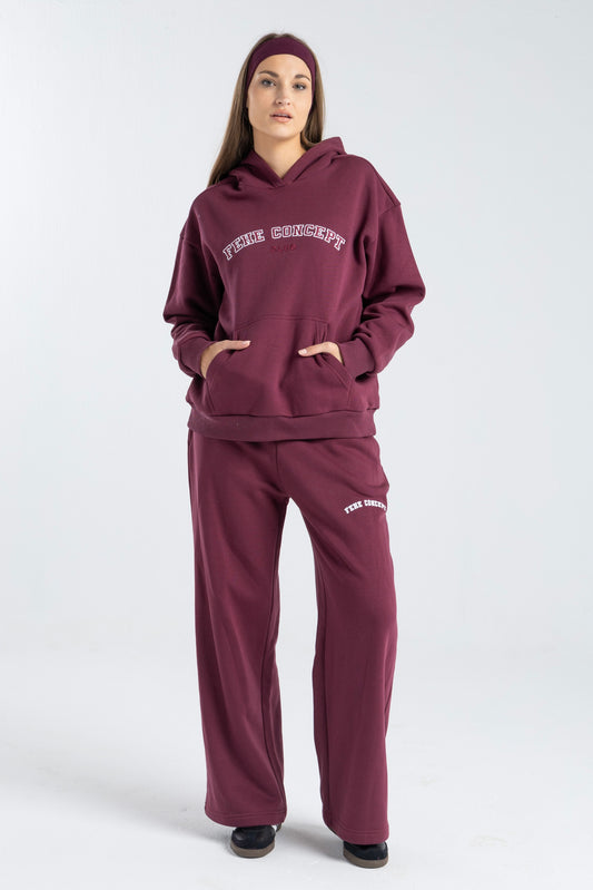 FEHE CONCEPT CLUB OVERSIZED HOODIE IN BURGUNDY