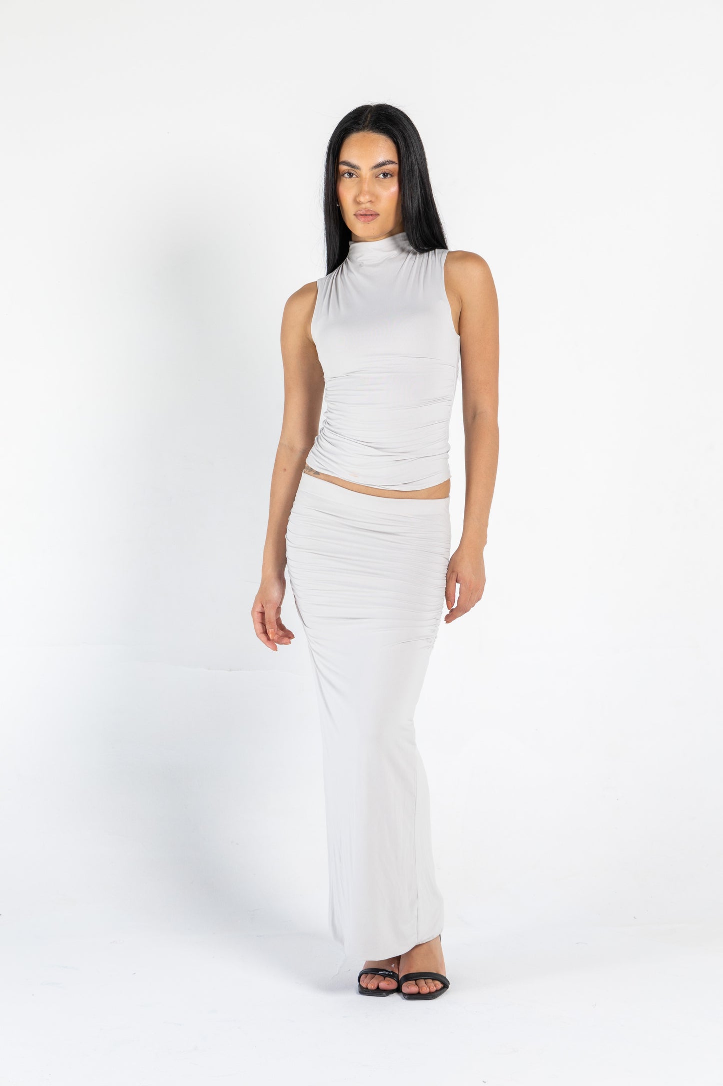 MAXI DRAPED SKIRT IN GRIEGE