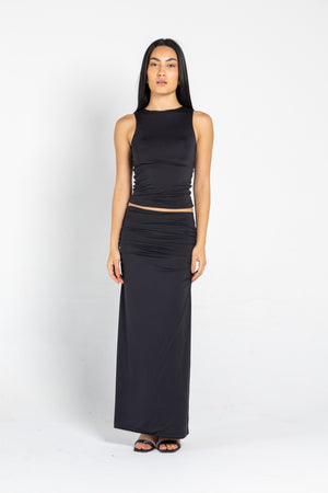 MAXI DRAPED SKIRT IN BLACK
