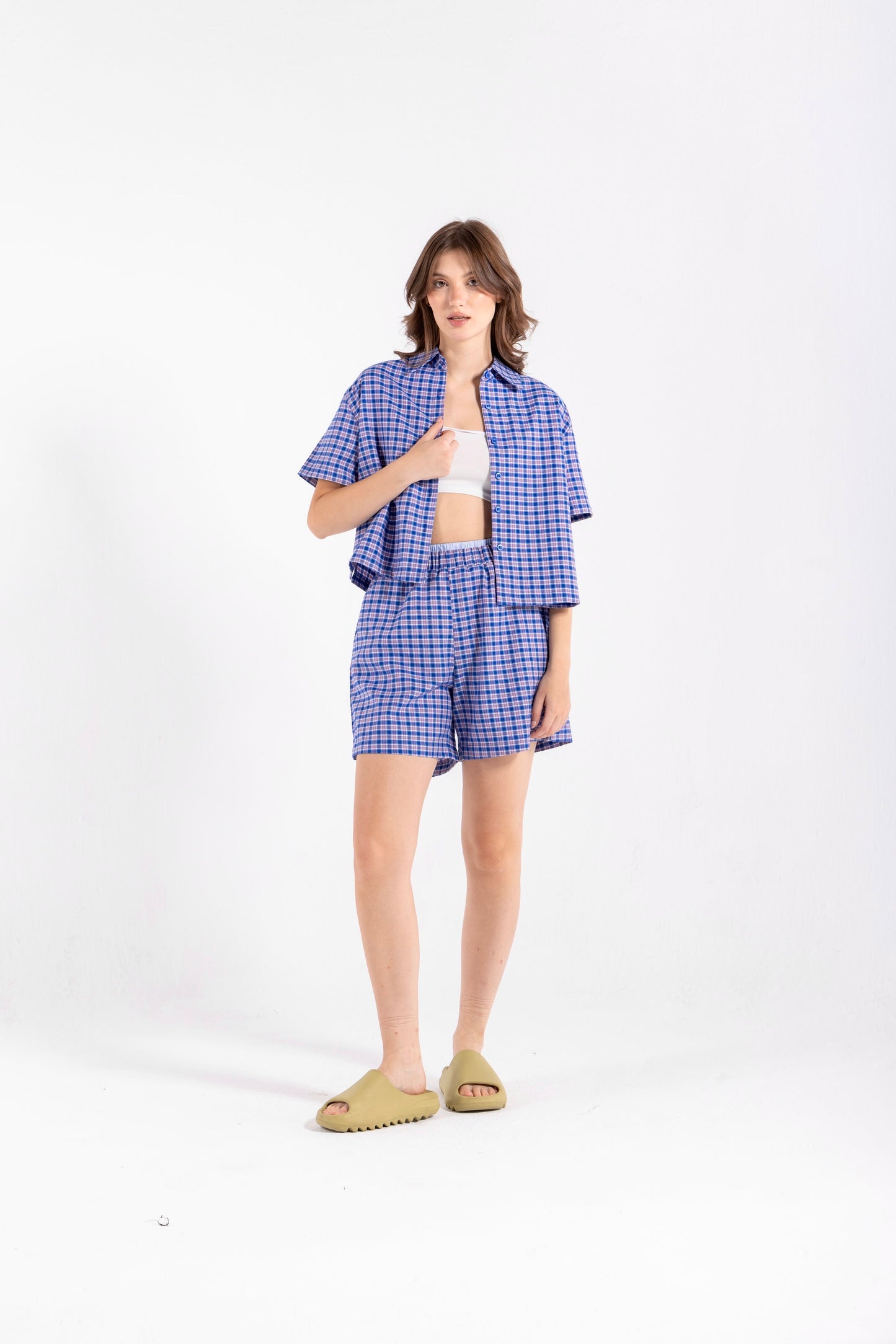 CHECKERED SHORT SLEEVES SHIRT IN BLUE