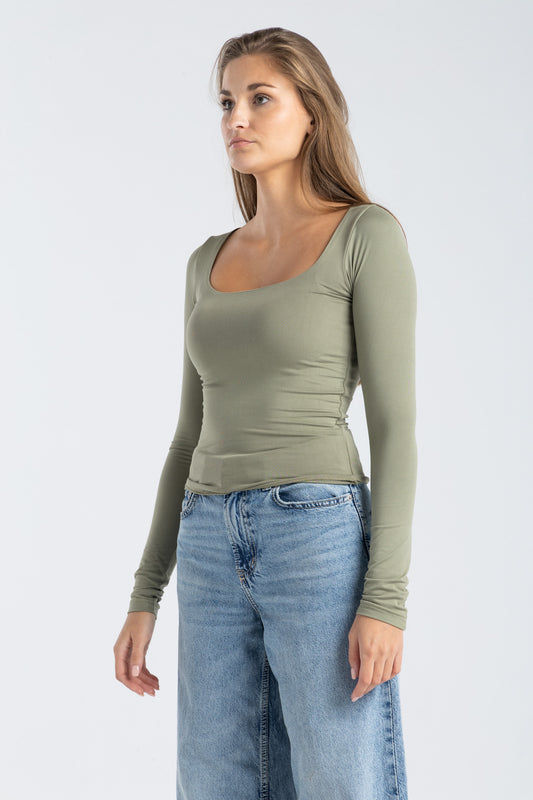 SQUARE NECK TOP IN MATCHA