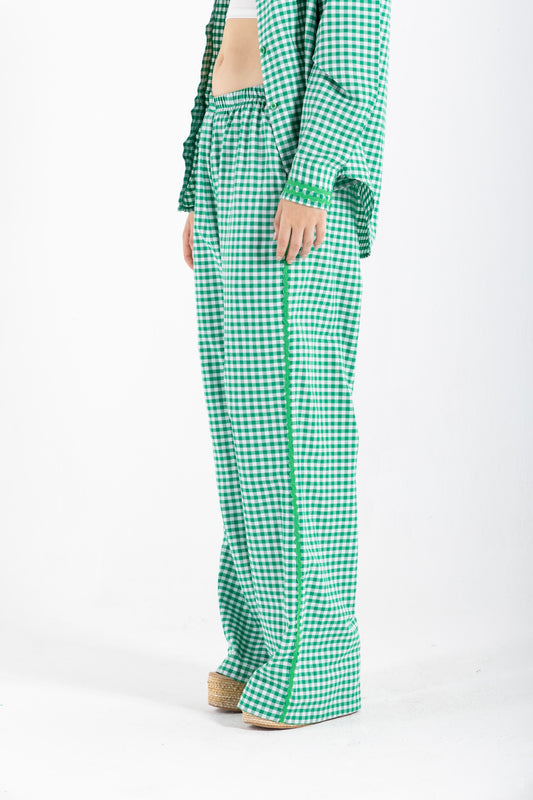 GINGHAM PANTS IN GREEN