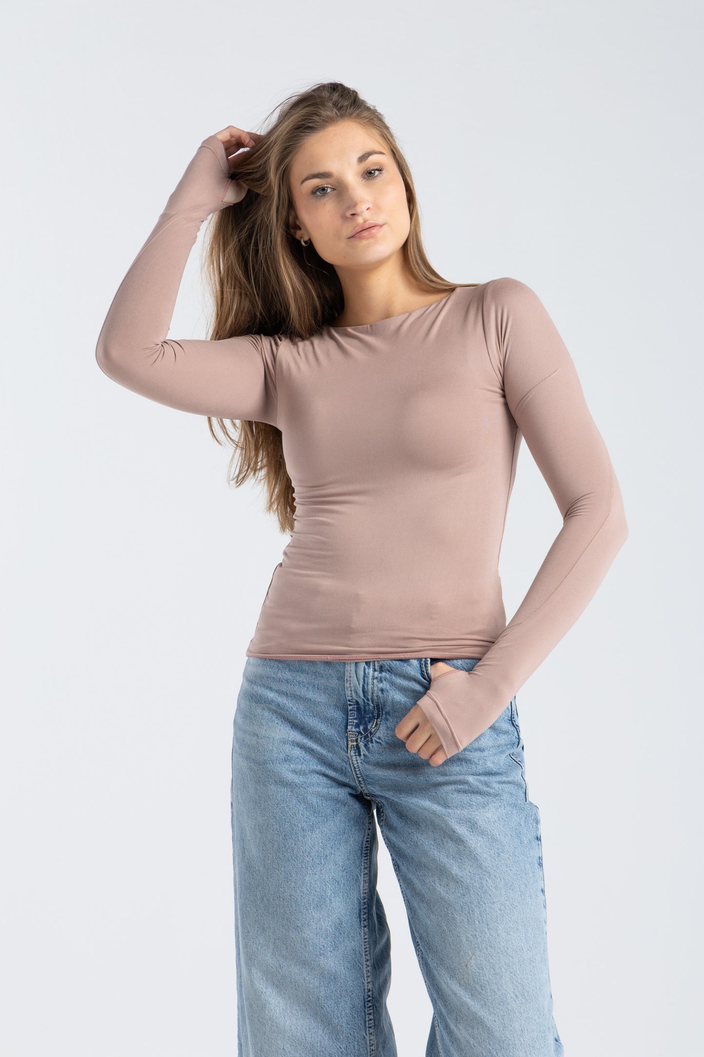 BOAT NECK TOP IN NUDE