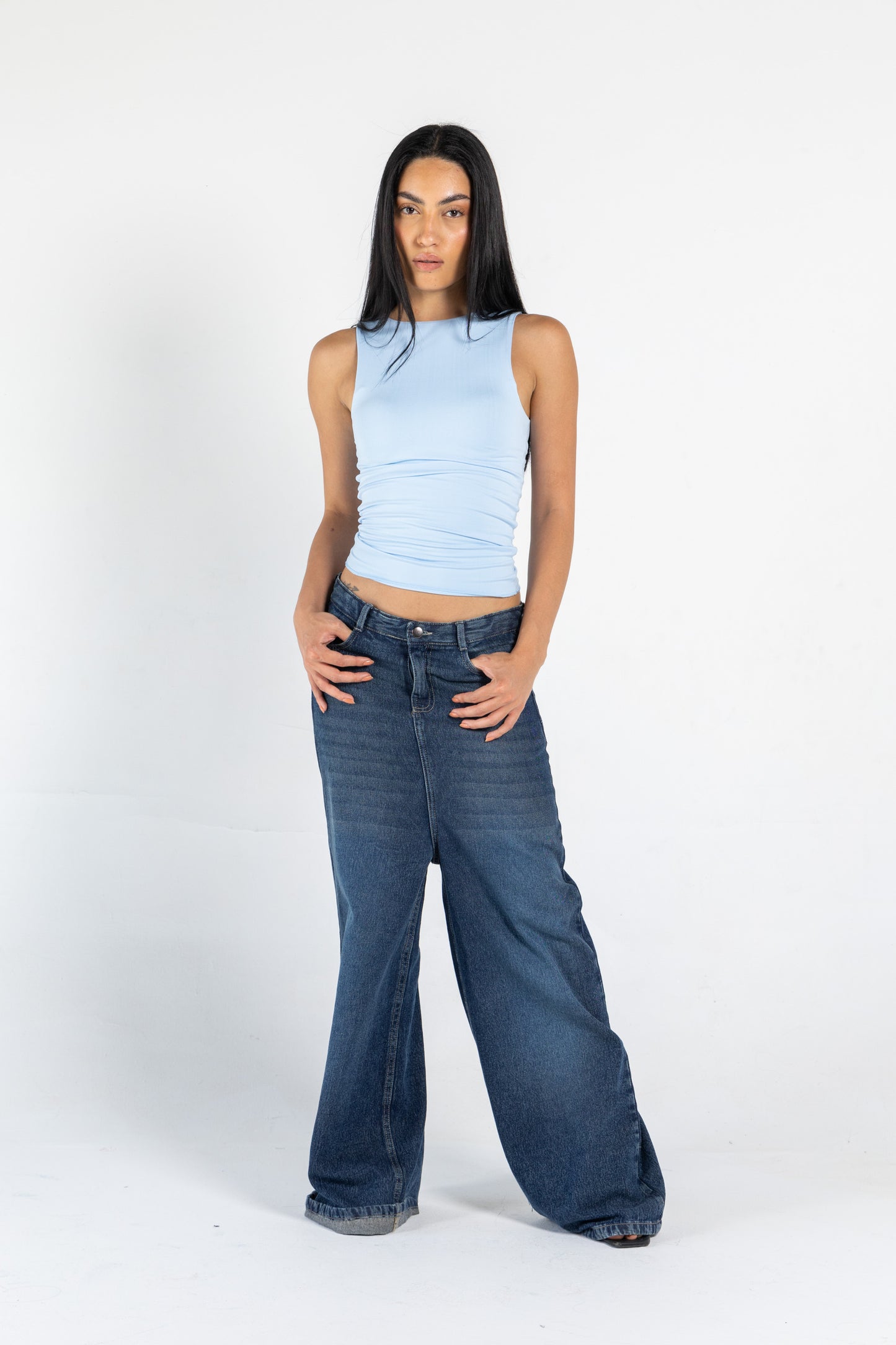 ROUND NECK VEST IN BABY BLUE